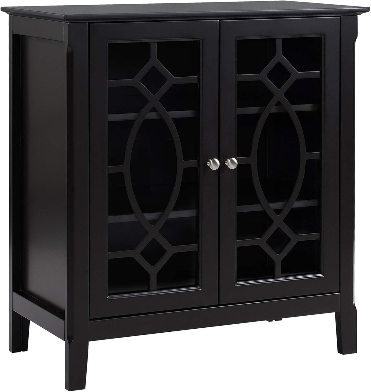 Espresso Sideboard Display Cabinet with Double Glass Doors and 2 Shelves V66935