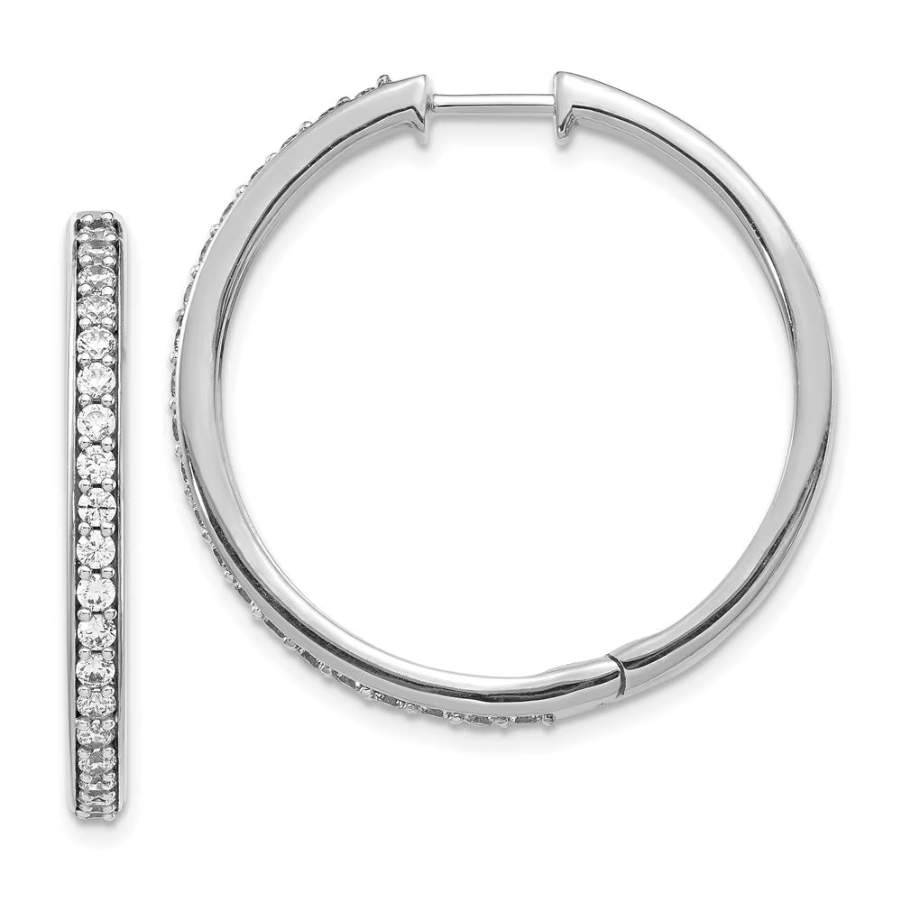 14kt White Gold Diamond Hinged Hoop Earrings J613