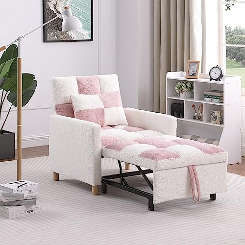 Convertible Chair Bed with Pillow Velvet Fabric X582