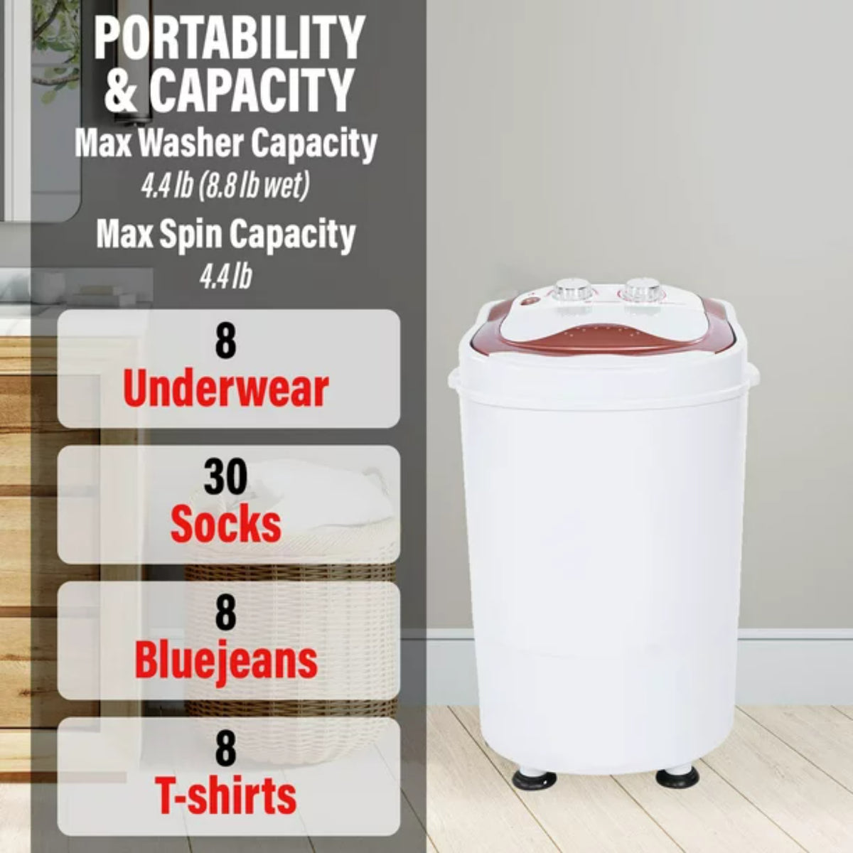110V Mini Portable Washing Machine Semi-Automatic Laundry Washer Spinner E720654