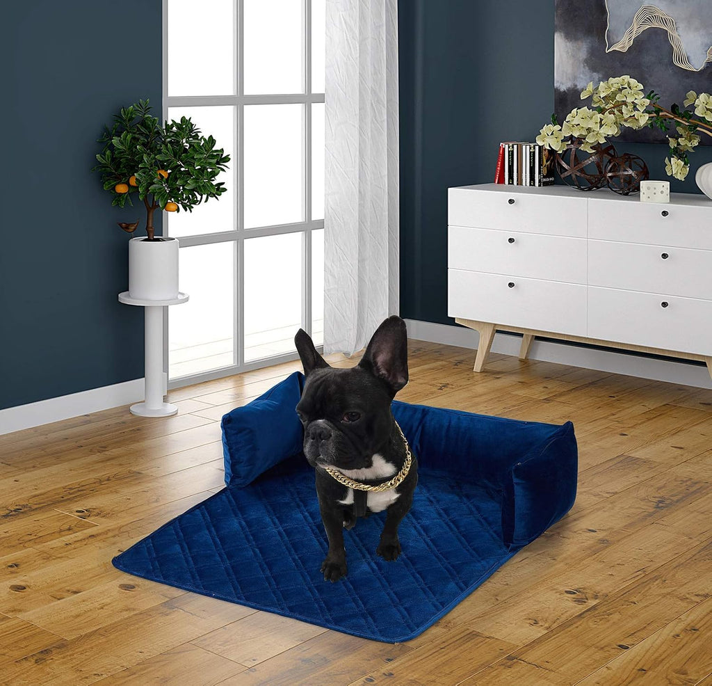 Navy Blue Medium Pet Sofa Bed with Removable Cushions N908