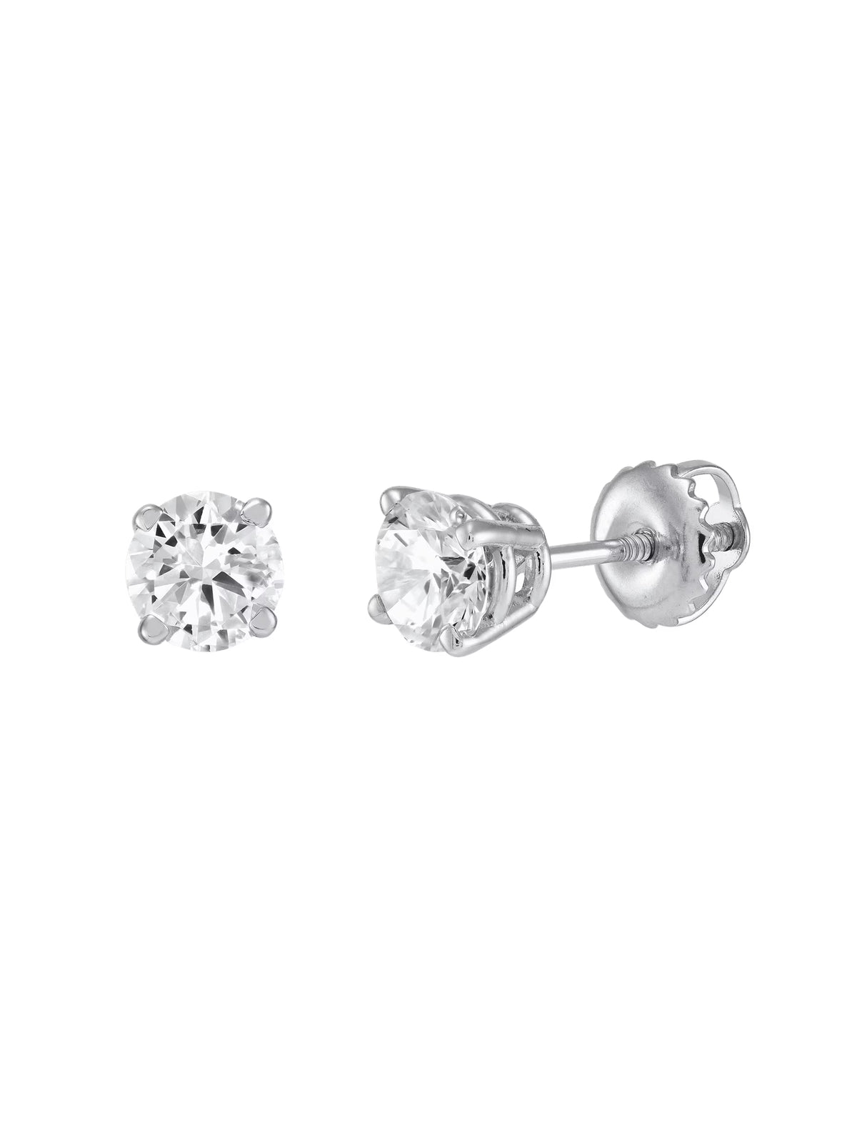 14kt White Gold Diamond Solitaire Stud Earrings V1893