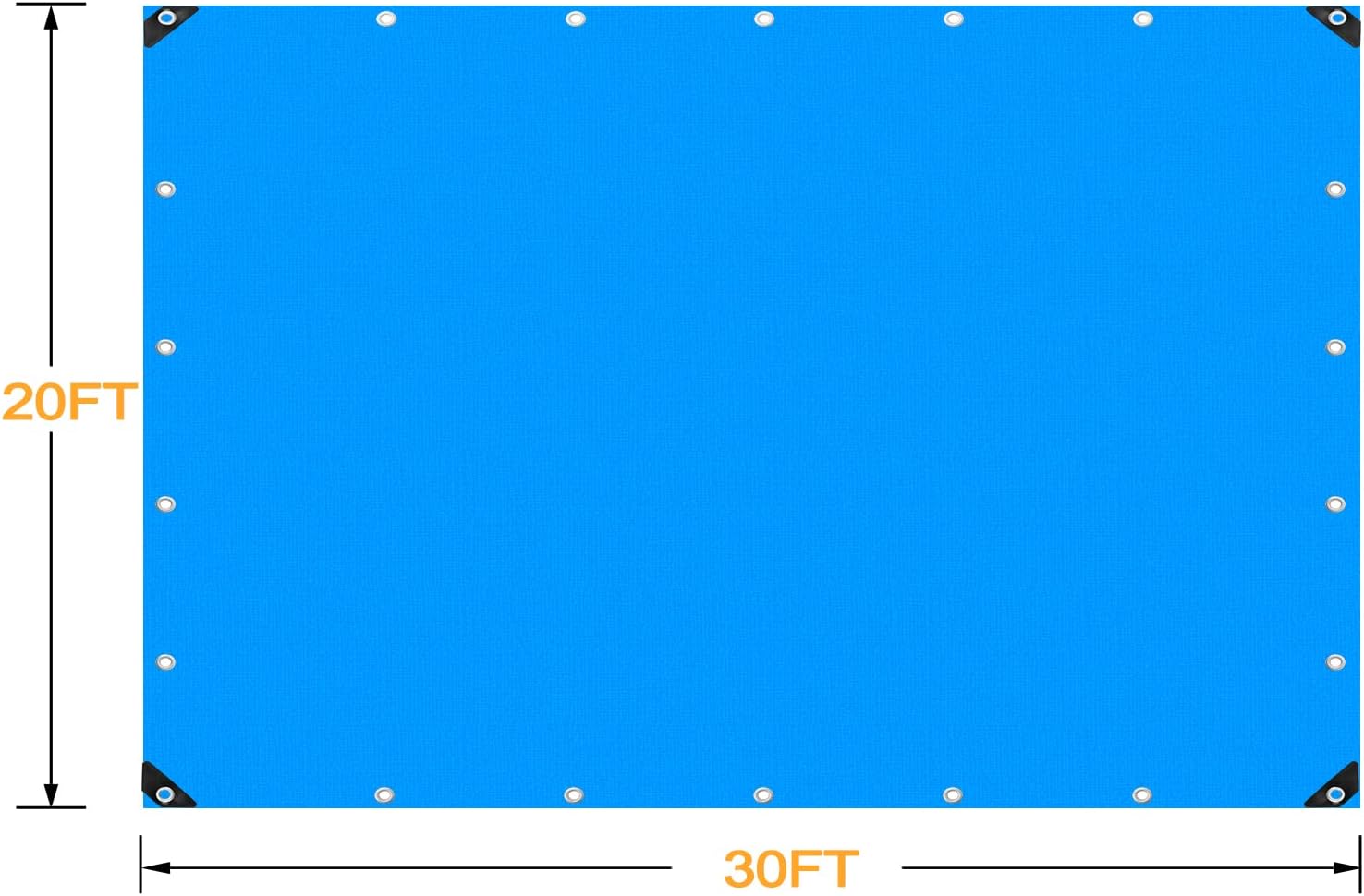Blue 20x30 Heavy Duty Waterproof Tarpaulin with Metal Grommets A27235