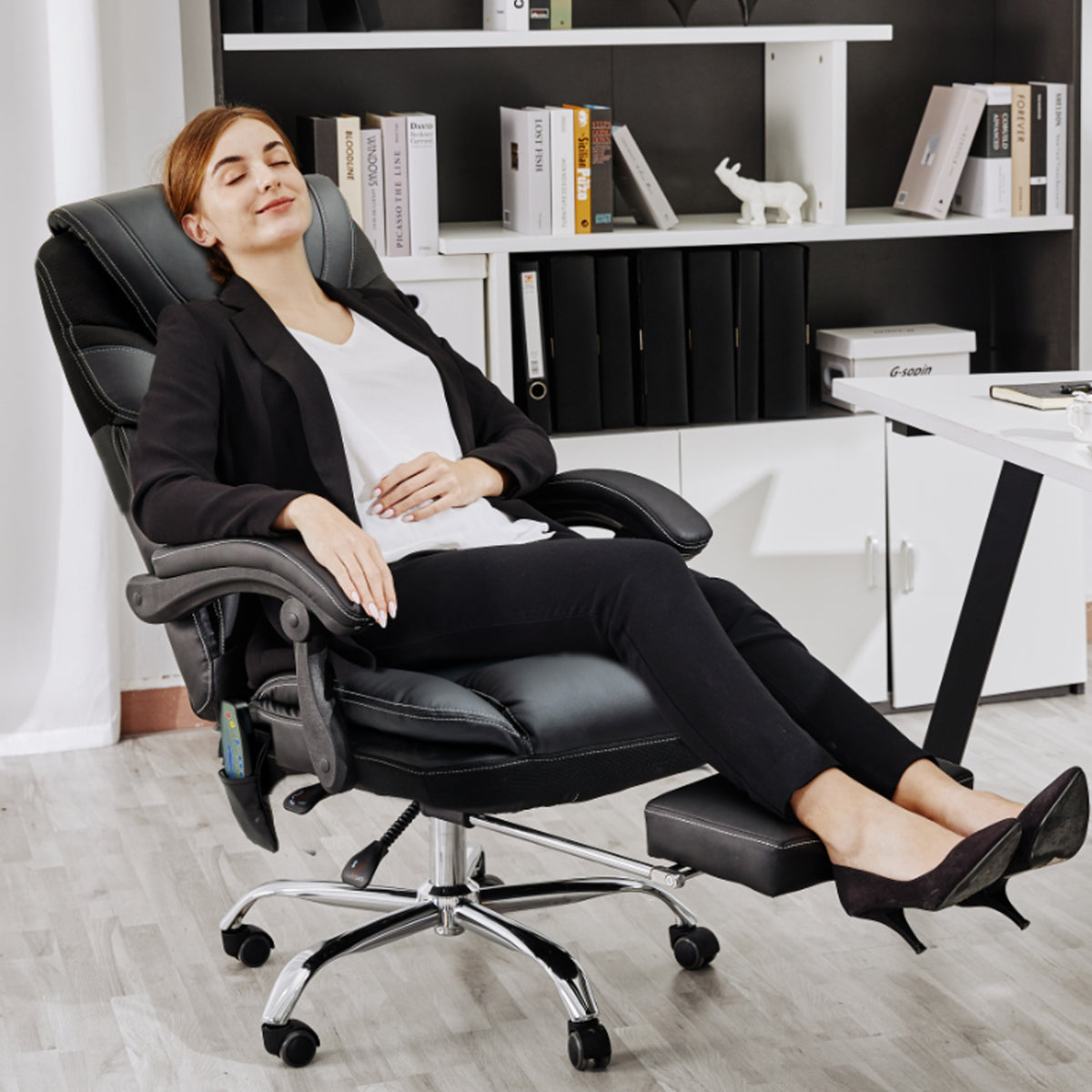 Ergonomic High Back Reclining Office Chair with Footrest U92294