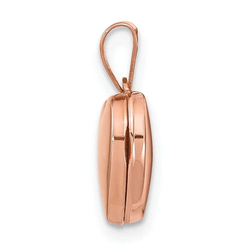14K Rose Gold 10 mm Plain Heart Locket Pendant G47705
