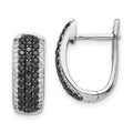 14k White Gold Black and White Diamond Hinged Hoop Earrings M1154