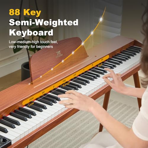 88 Key Semi Weighted Digital Piano Keyboard with 3-Pedal Unit, Built-In Speakers, USB/MIDI (Black) S7336
