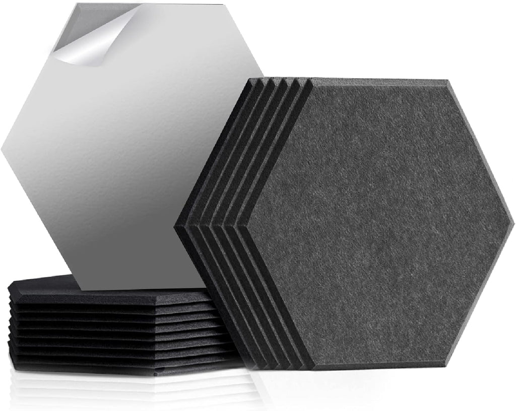 Self Adhesive Hexagon Acoustic Panels 12 Pieces Black Pack of 2 D63808