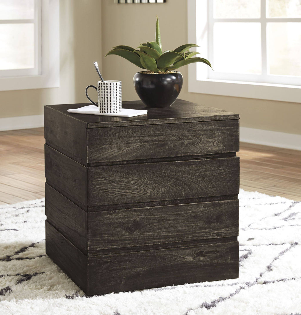 Transparent Black Square End Table H8766