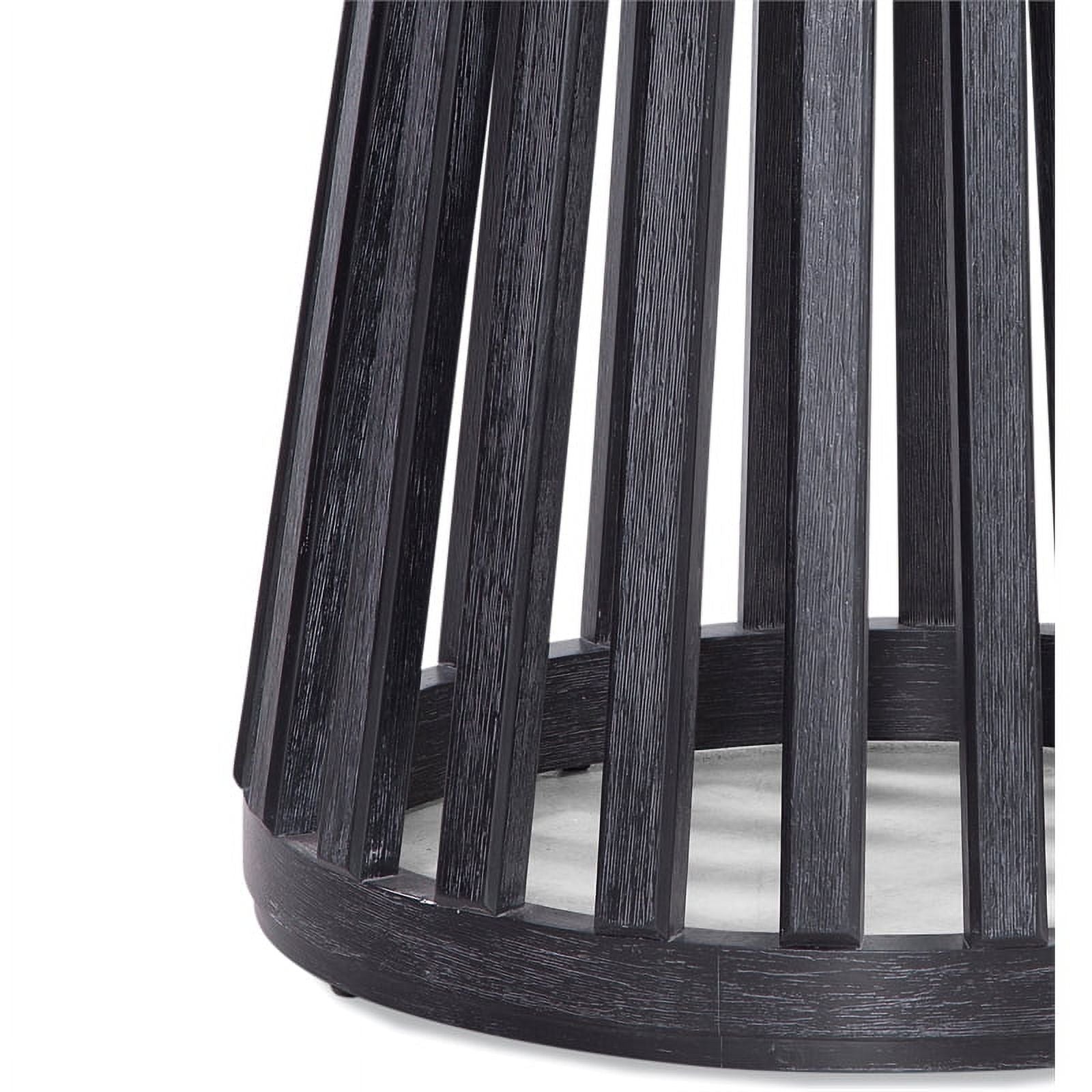 Black Round Glass and Wood Dining Table W387