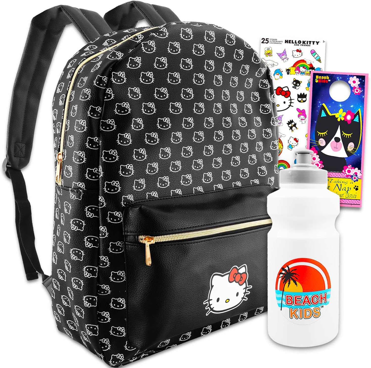 Faux Leather Backpack with Front Pocket C8209