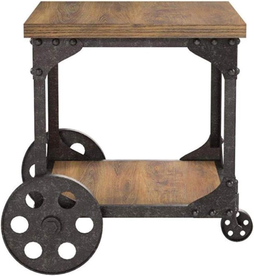 Rustic Brown End Table with Casters Q16773