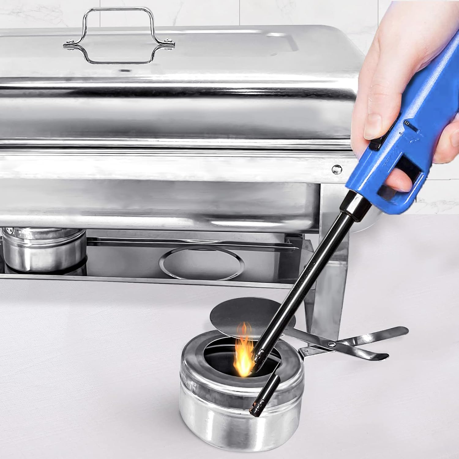 Chafing Dish Buffet Set 4 Pack 8QT Half Size Food Warmer Chafer Complete Set with Water Pan, Chafing Fuel Holder U110