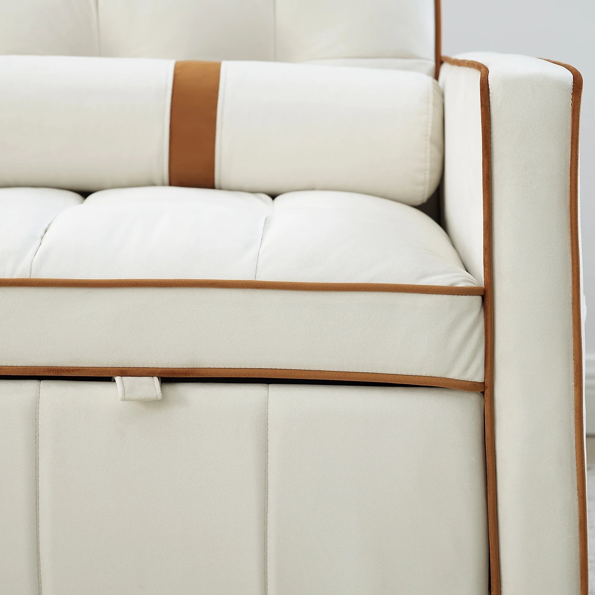 Beige 2 Seater Pull Out Sleep Sofa Bed with Side Pockets D599