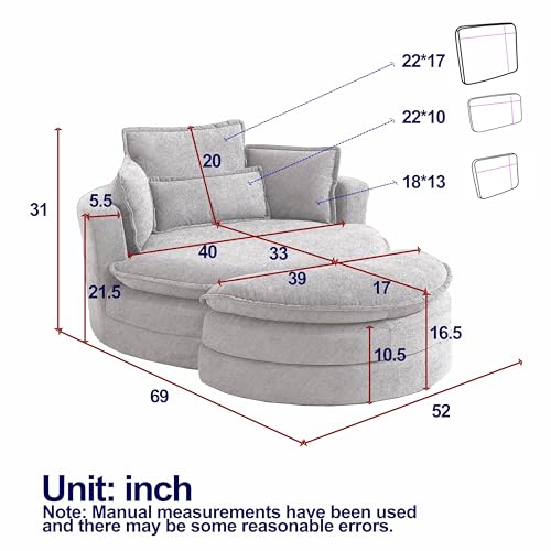 White Sherpa Fabric Swivel Barrel Chair with Storage Ottoman L1226
