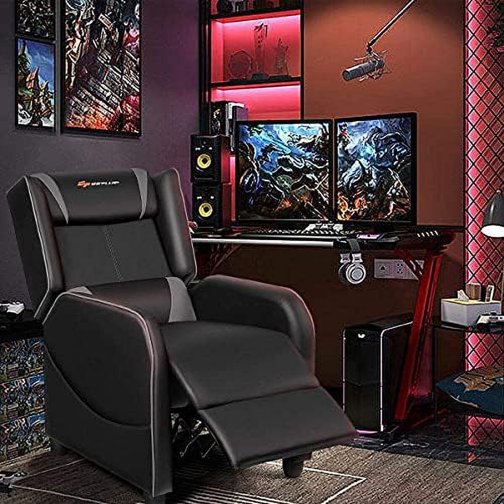 Gray Ergonomic PU Leather Massage Recliner Chair with Footrest & Headrest F14036