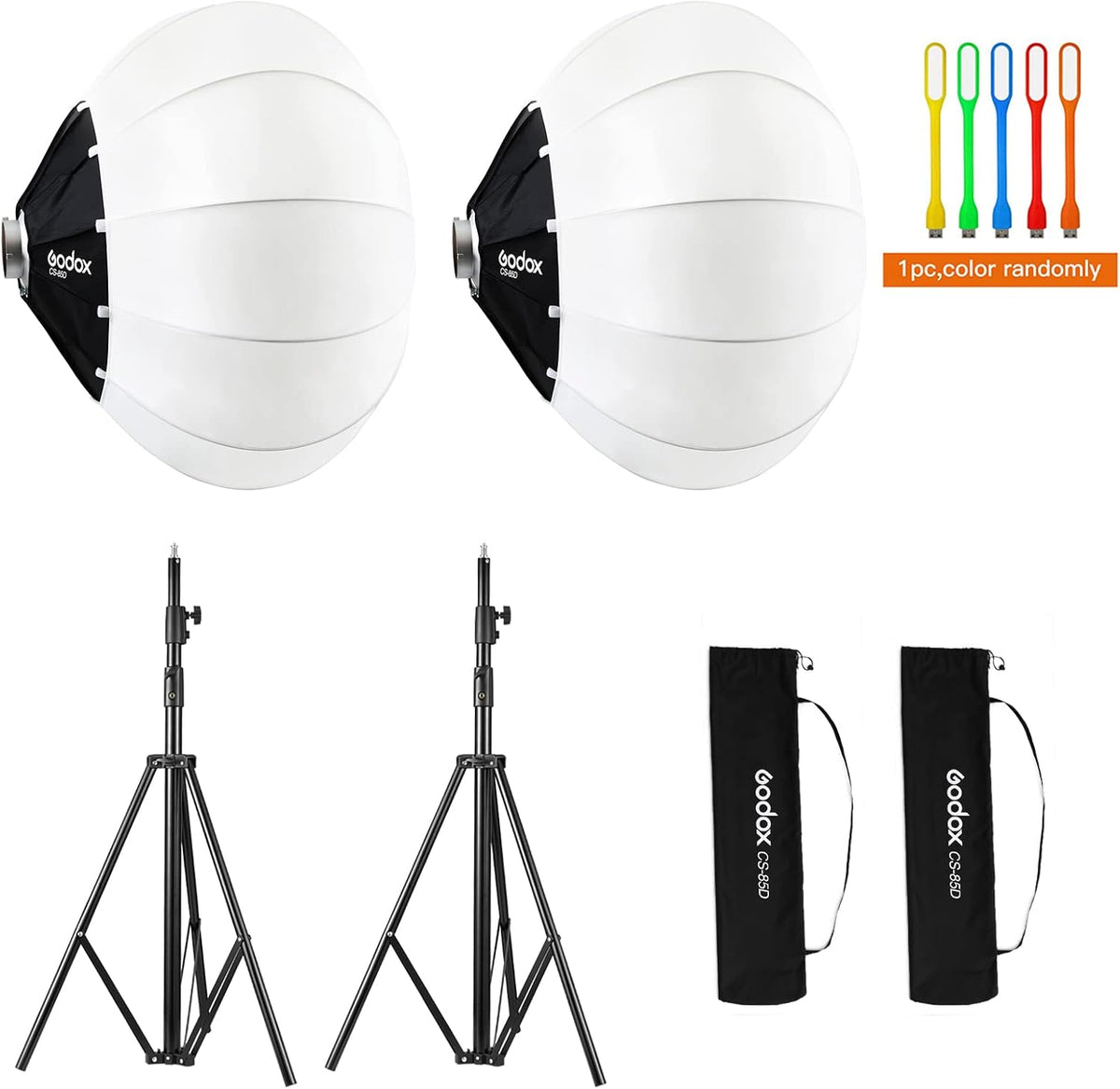 2 Packs Lantern Softbox with Light Stand Kit, 85cm Soft Light Diffuser, 2.8m Tripod Stand for Bowens Mount Lights Y42943