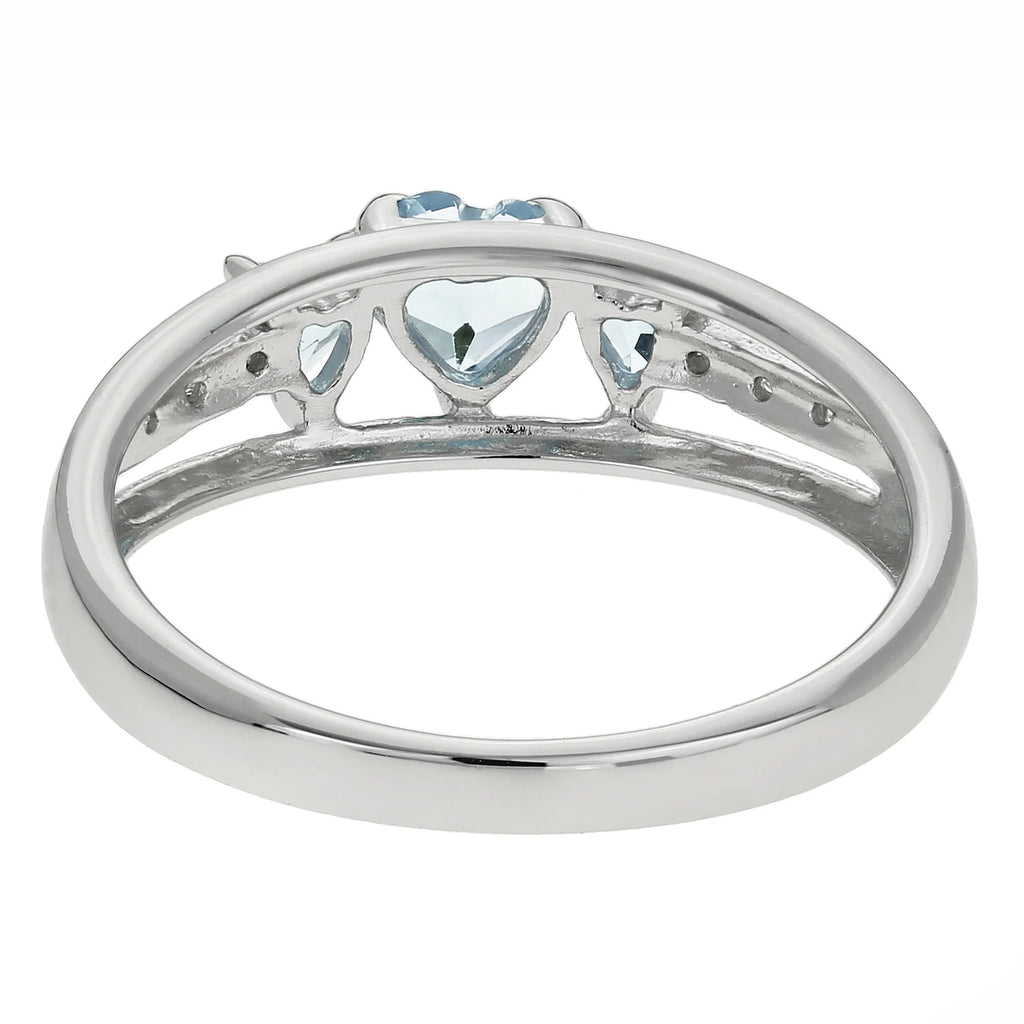 Blue Aquamarine Diamond Sterling Silver Ring H459976