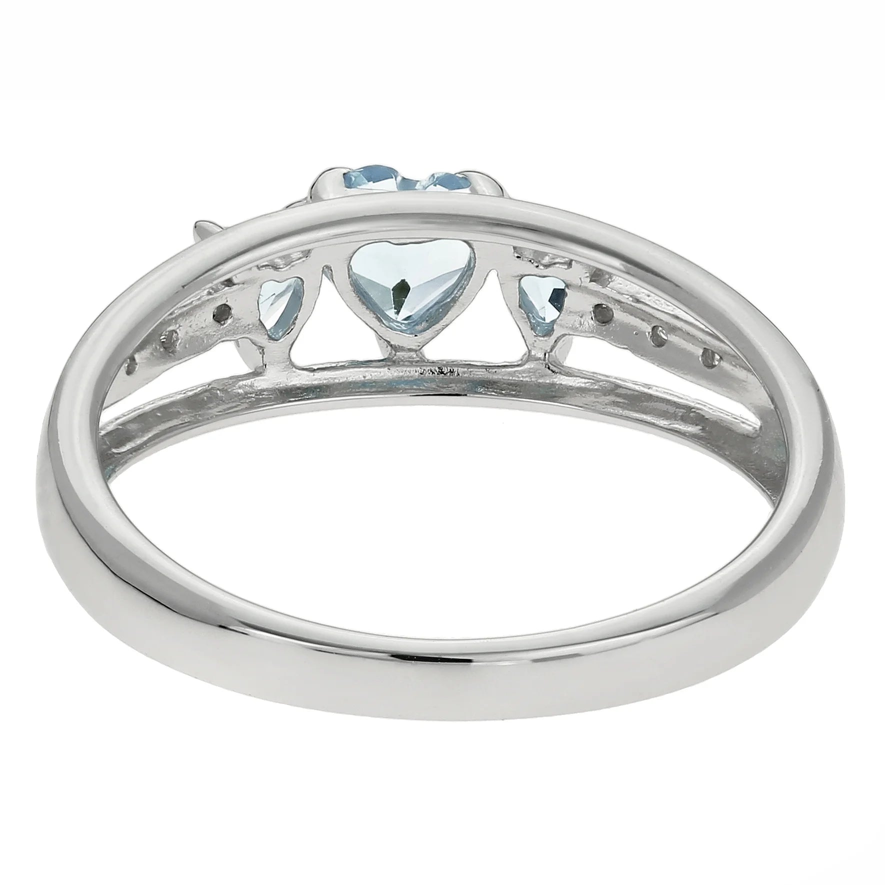 Blue Aquamarine Diamond Sterling Silver Ring H459976