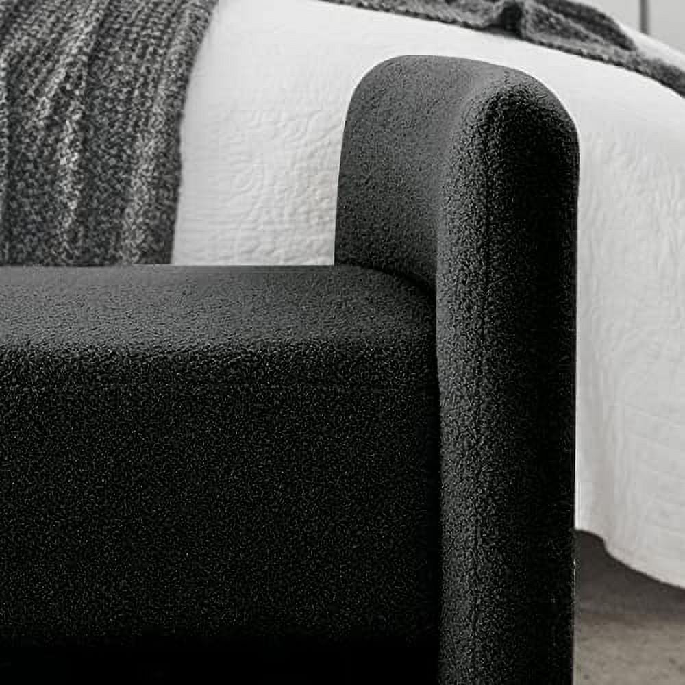 White Teddy Velvet Upholstered Ottoman Bench A252080