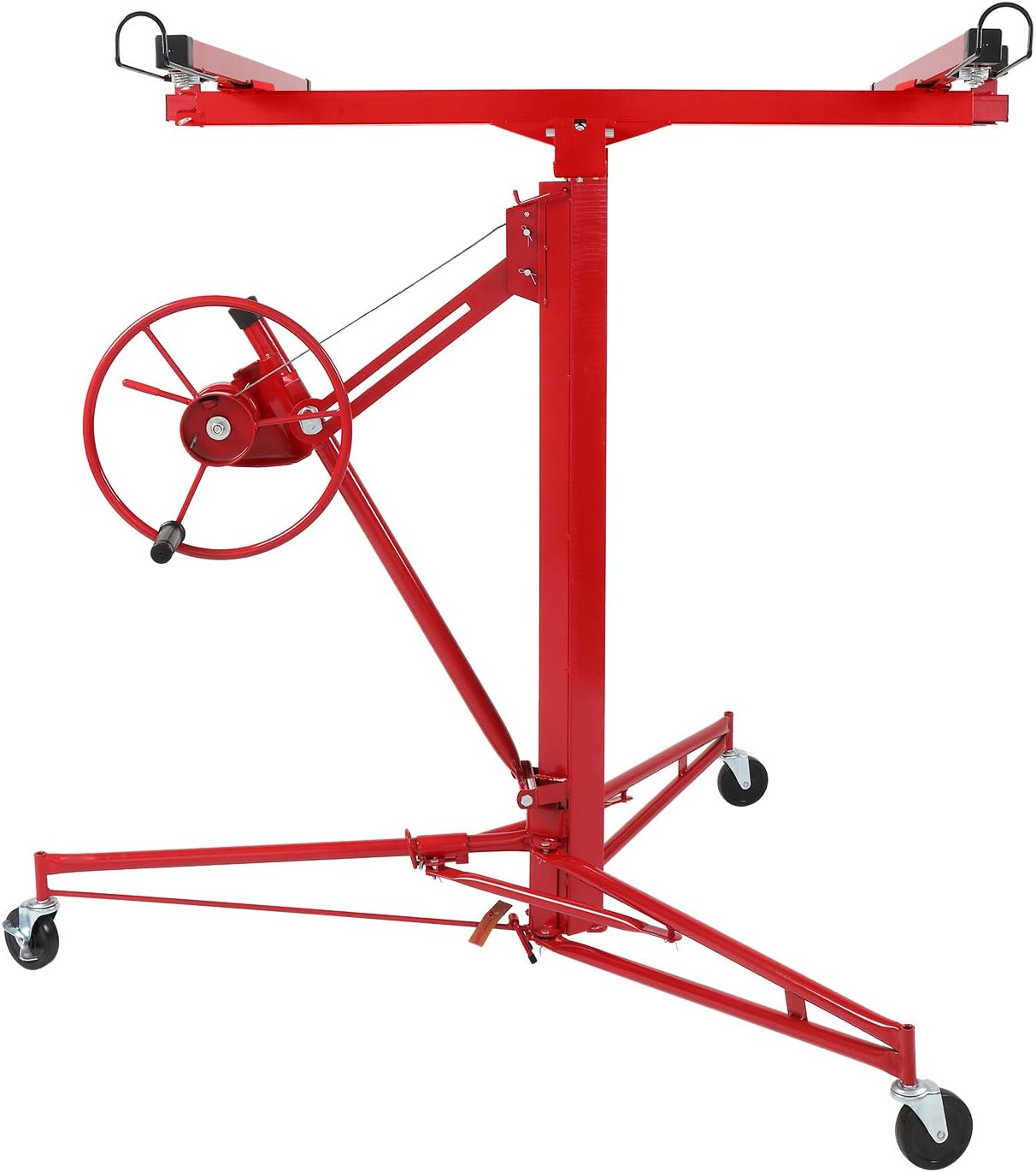 11 FT Drywall Lift Portable Panel Hoist with Adjustable Telescopic Arm Lockable Caster Wheel V34514