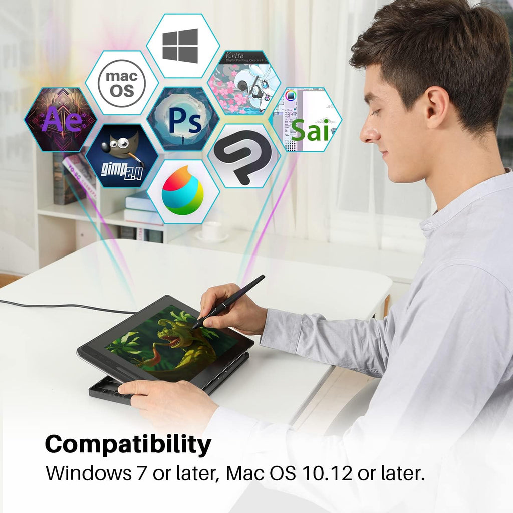 12 Drawing Tablet with Screen Graphics Monitor with Adjustable Stand F2363