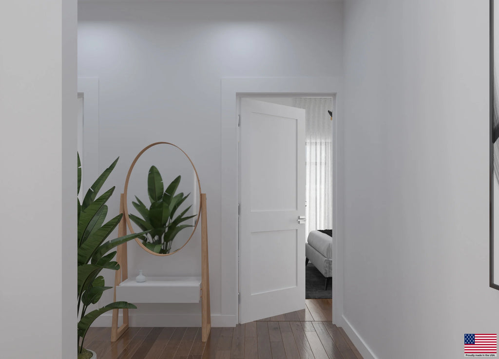 Solid Core White Primed Double Panel Prehung Interior Door M3889
