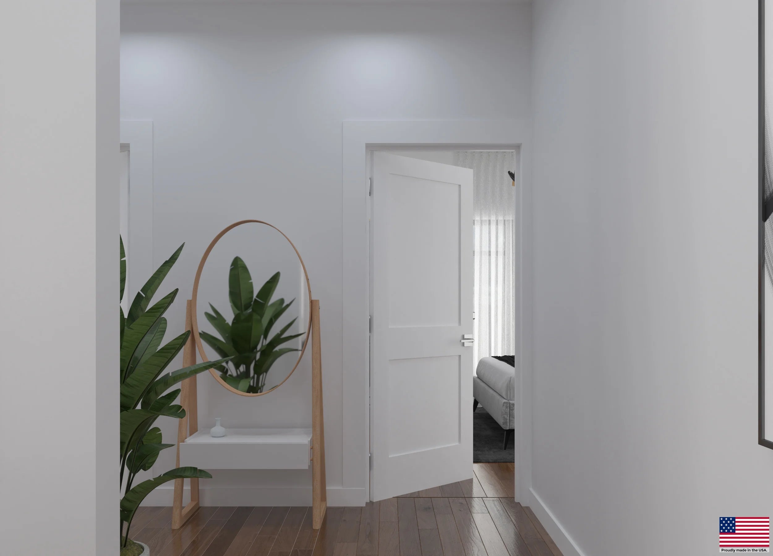 Solid Core White Primed Double Panel Prehung Interior Door M3889
