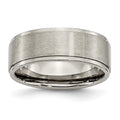 8mm Titanium Brushed Flat Ridged Edge Comfort Fit Band K66132