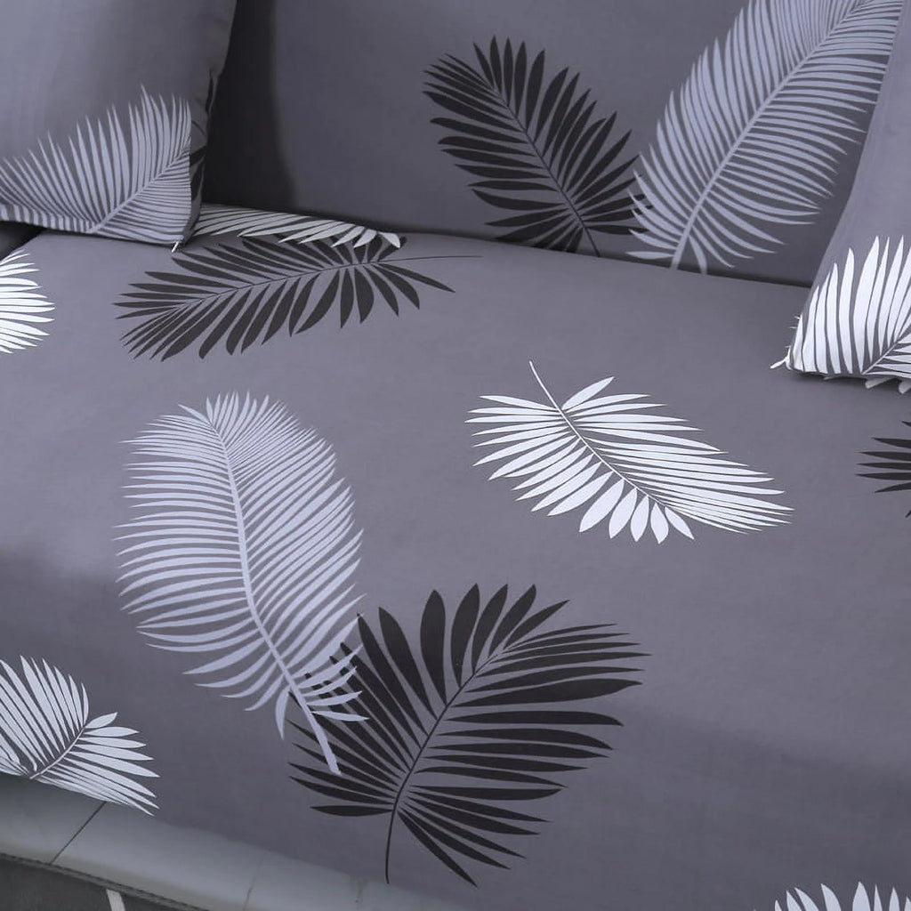 2 Piece L Shaped Sectional Couch Covers with 2pcs Pillowcases, Black, 3 Seater+4 Seater X481811