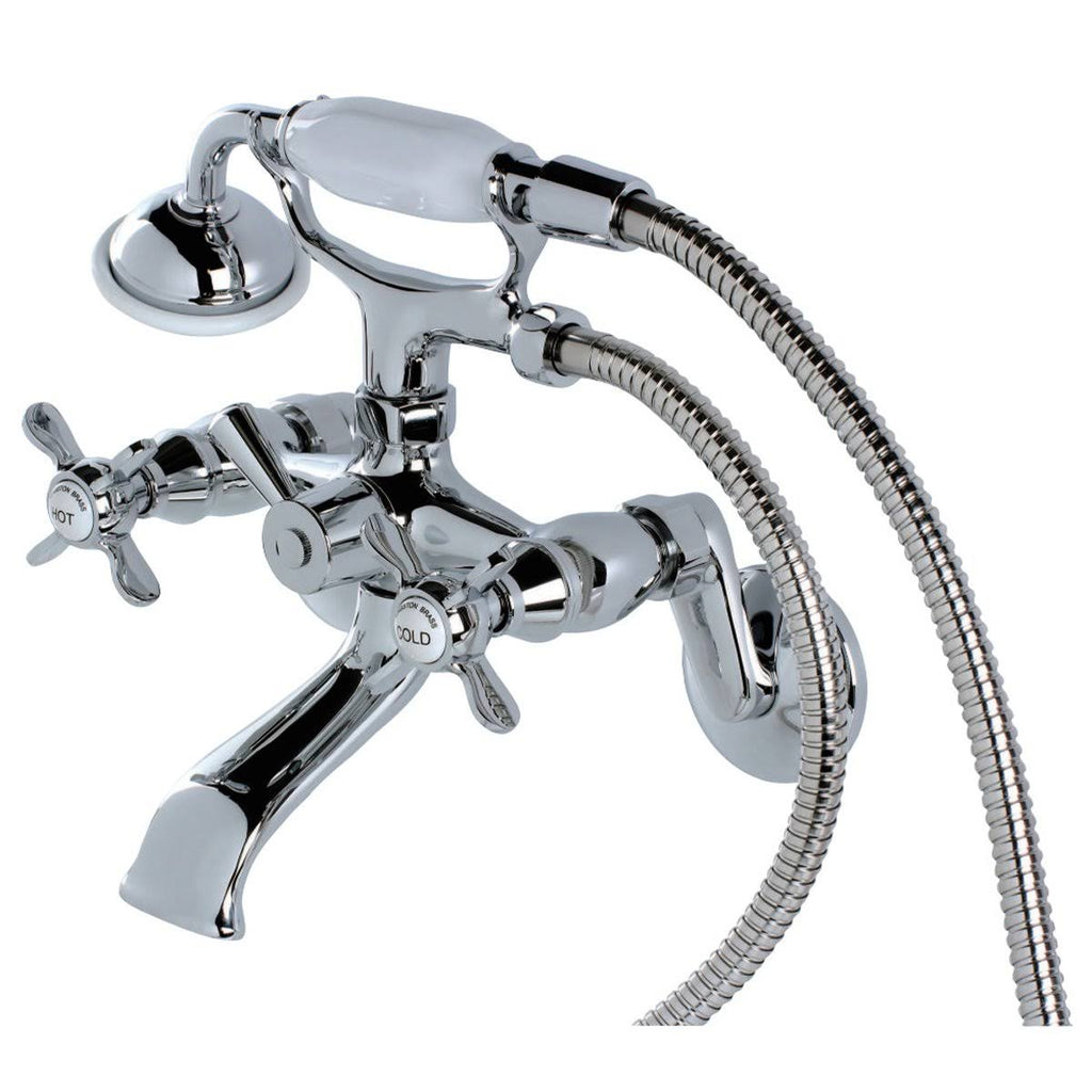 Brushed Brass Wall Mount Clawfoot Tub Faucet with Hand Shower R44181