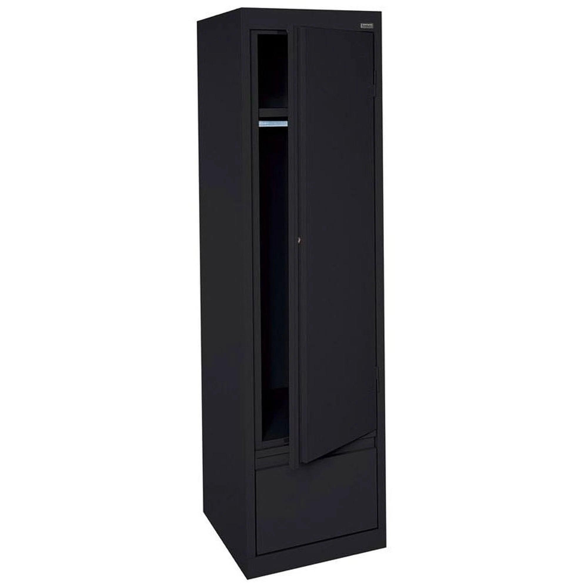 Single Door Wardrobe with Drawer Black X834346