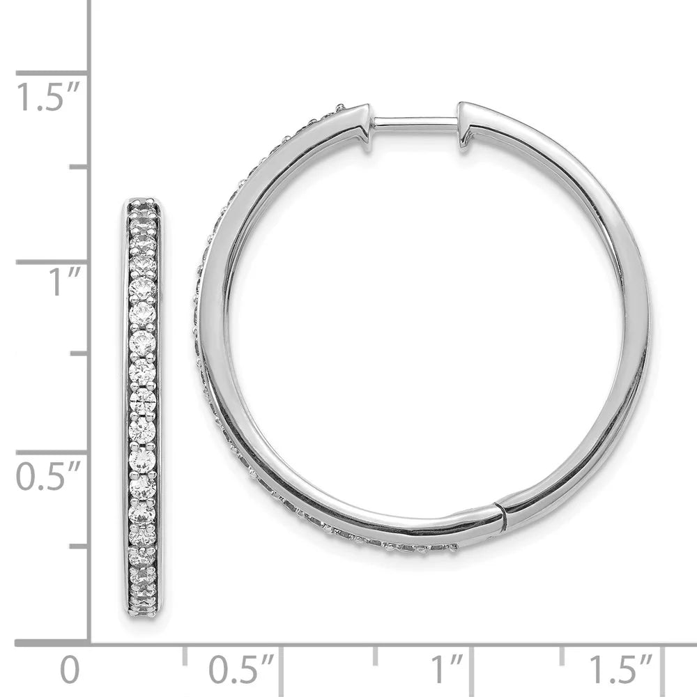 14kt White Gold Diamond Hinged Hoop Earrings J613