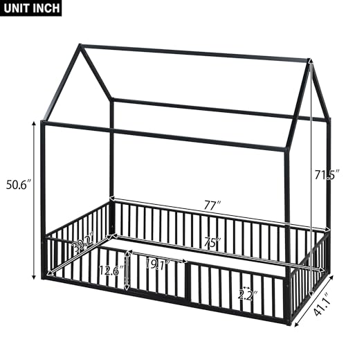 Black Twin Size Metal Floor Bed G79090