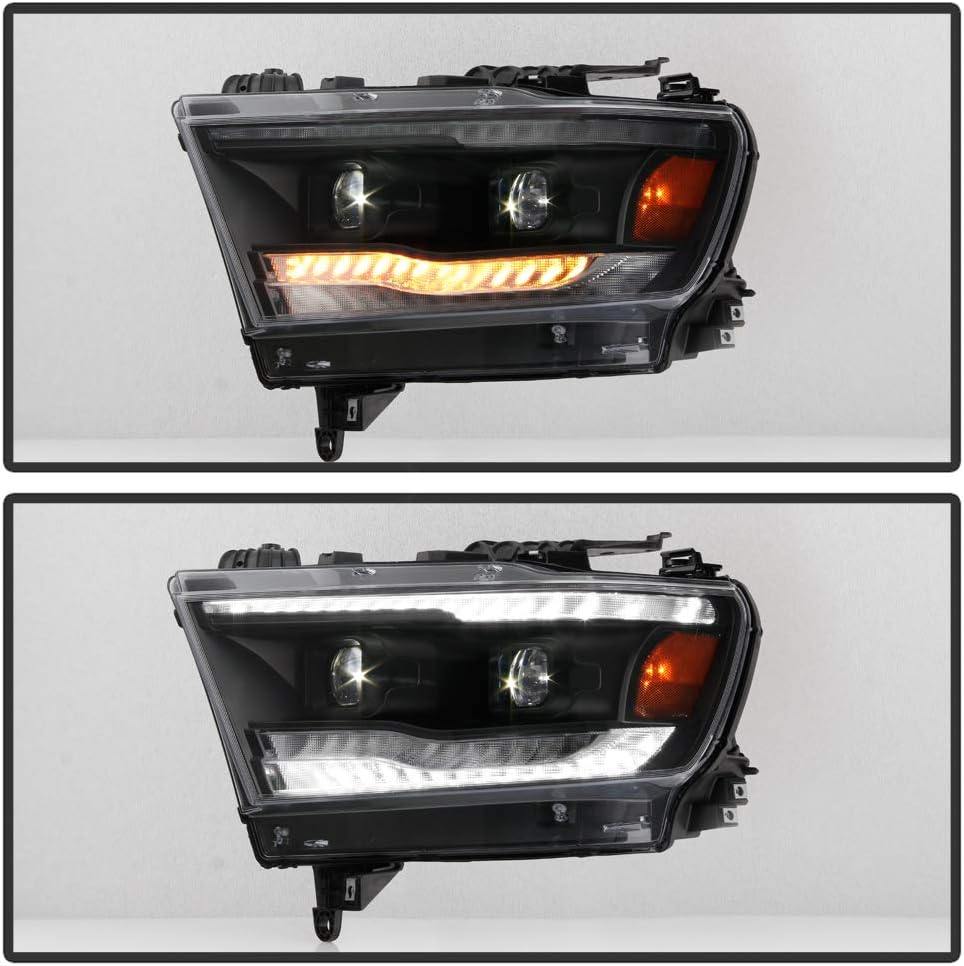 Black LED DRL Sequential Signal Dual Projector Headlights E8363