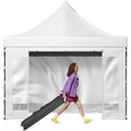 White 10 x 10 ft Pop Up Canopy Tent with Removable Sidewalls and Wheeled Bag A4230