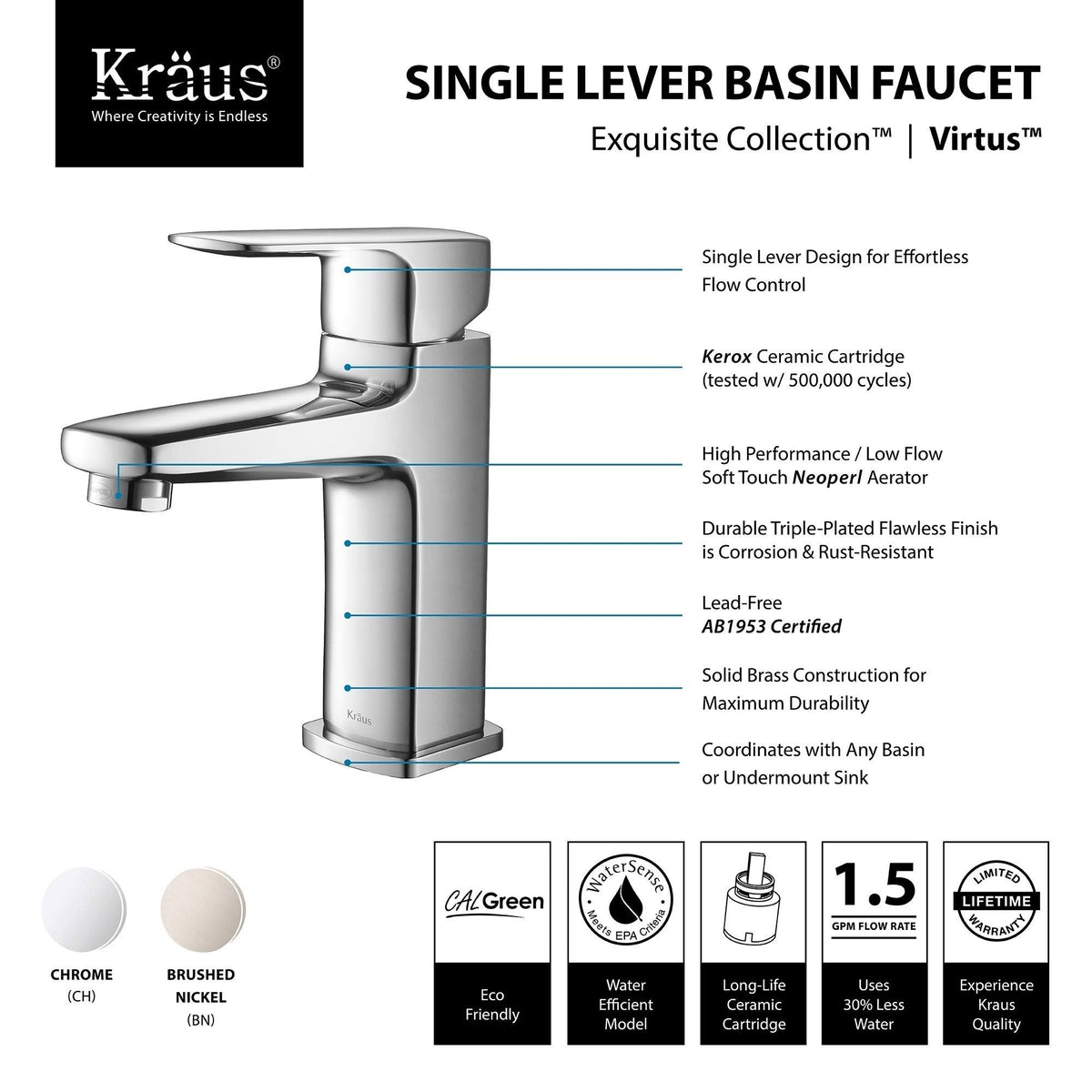 Brushed Nickel Single Hole Bathroom Faucet V31962