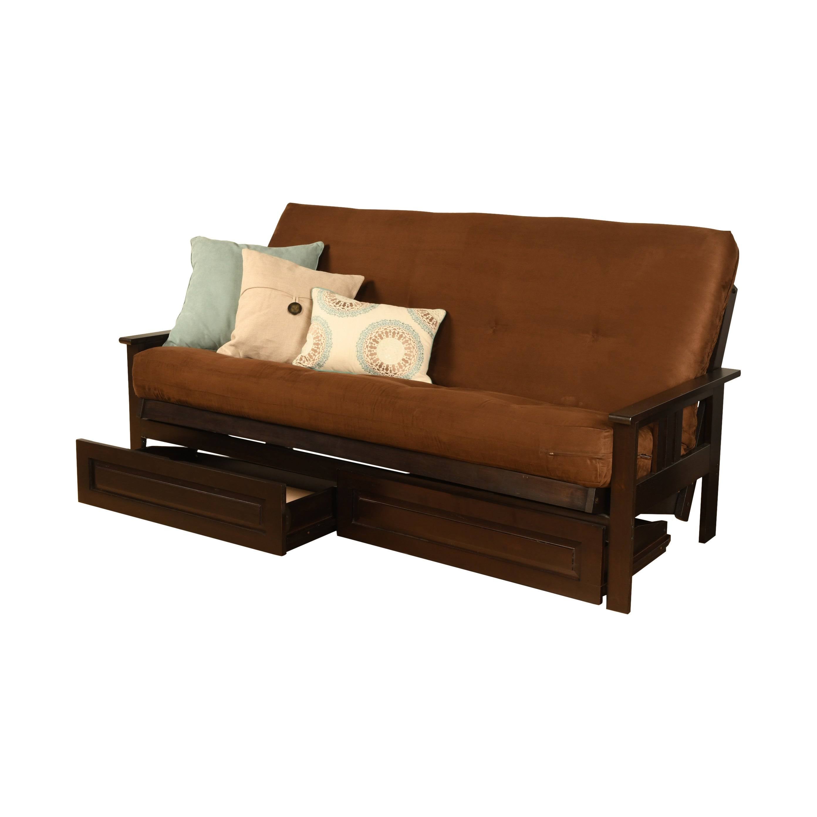 Espresso Full-Size Wood Storage Futon with Mattress D998976