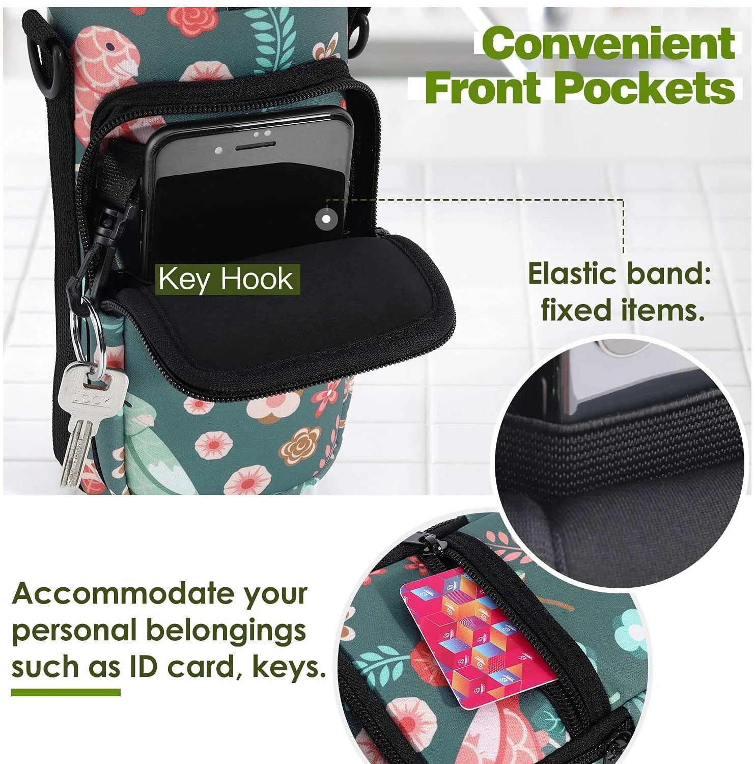 Neoprene Water Bottle Carrier Bag with Adjustable Shoulder Strap W469779