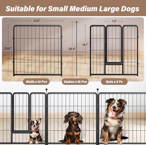 Black 32" Height 8 Panels Heavy Duty Dog Playpen N372518