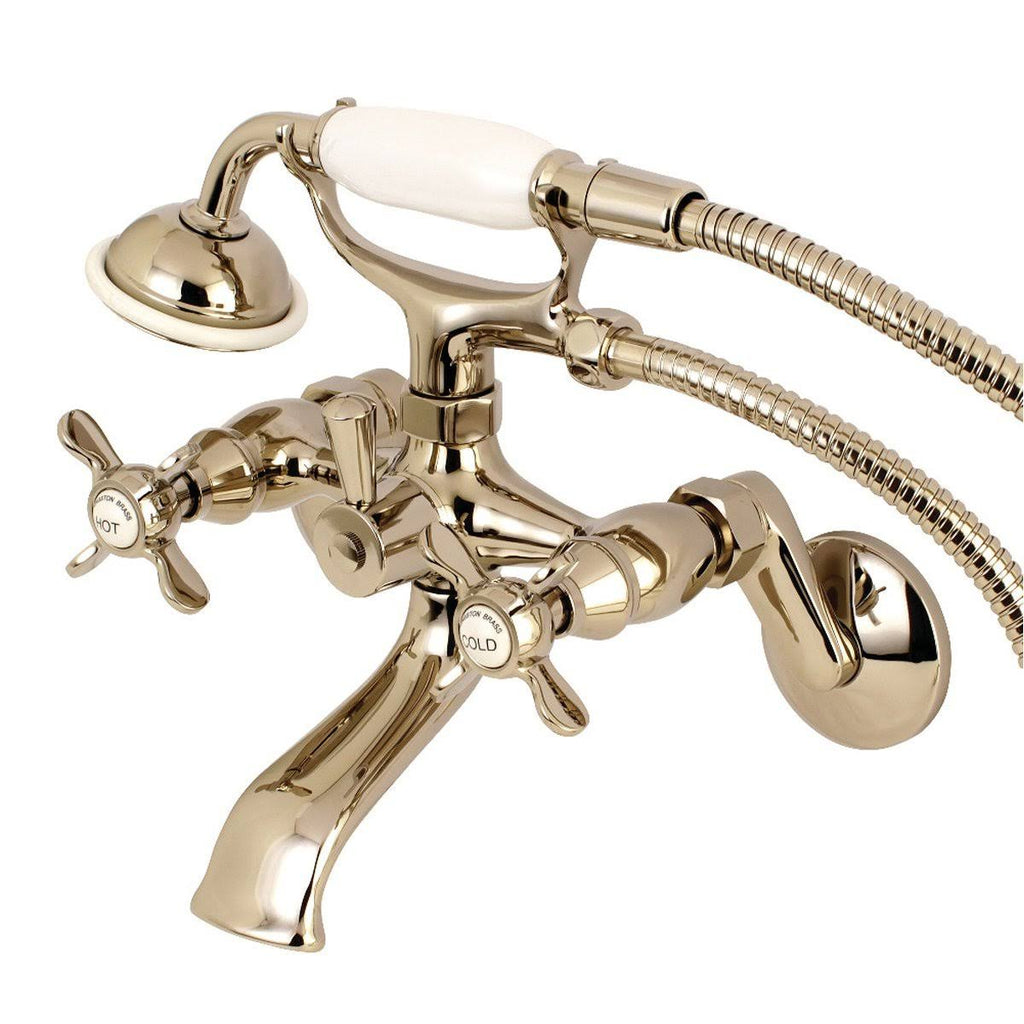 Brushed Brass Wall Mount Clawfoot Tub Faucet with Hand Shower R44181