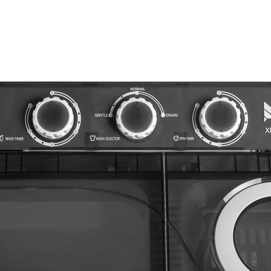 Semi-automatic Twin Tub Washing Machine, 26Lbs, White&Black U25198