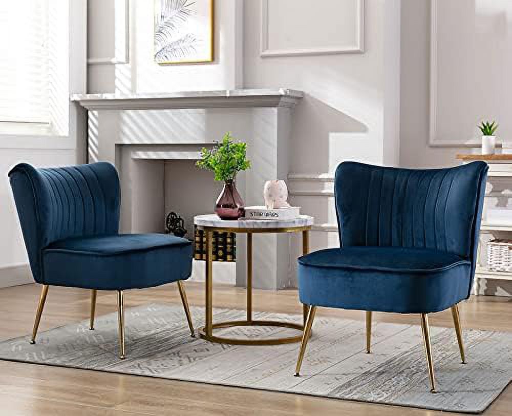 Velvet Accent Chairs Set of 2 with Golden Legs D3008