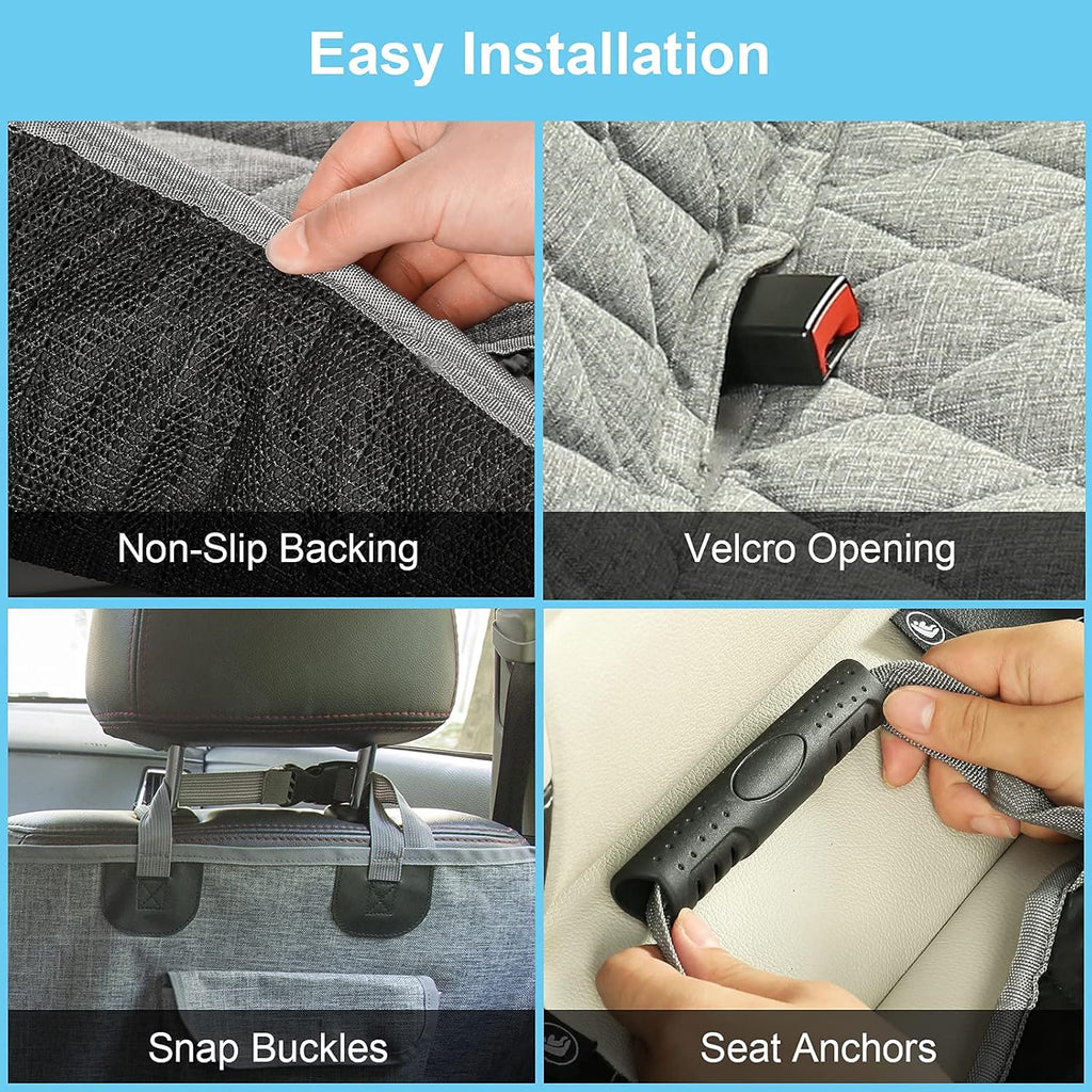 Gray Waterproof Dog Car Seat Cover with Mesh Window P5181