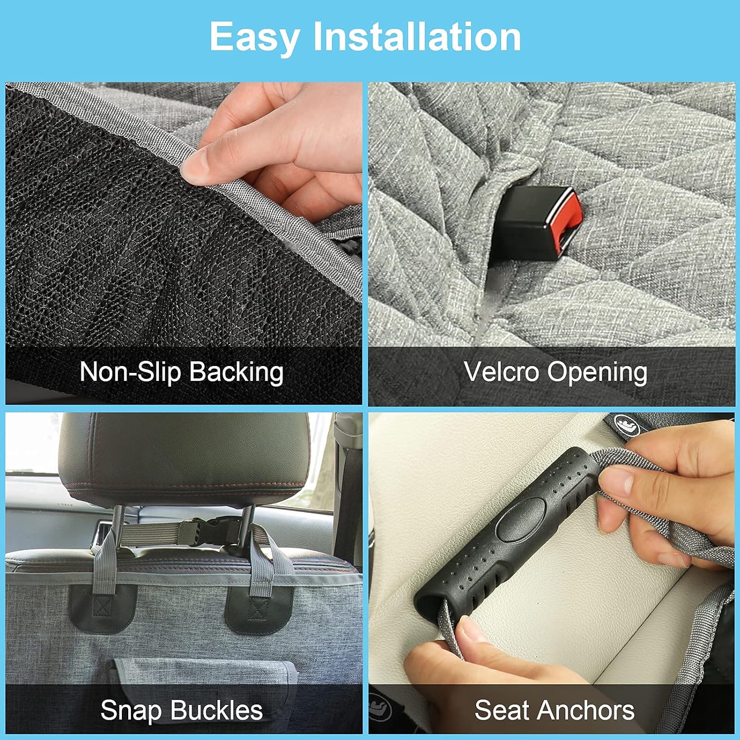 Gray Waterproof Dog Car Seat Cover with Mesh Window P5181