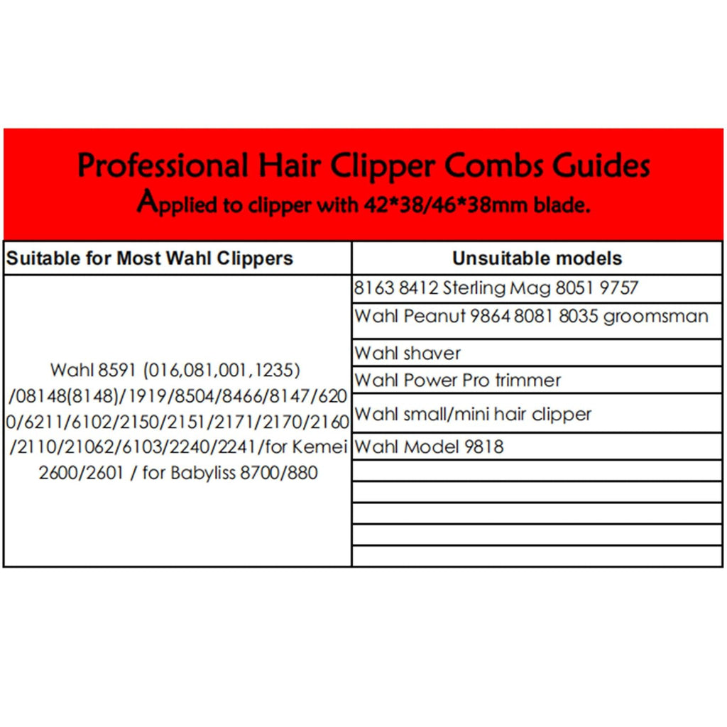 8 Pcs Black Hair Clipper Combs Guides Set O815