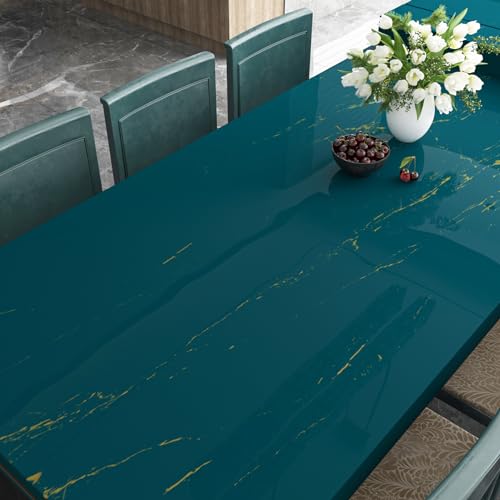 Dark Teal Blue and Gold Marble Peel and Stick Vinyl Contact Paper 15.8x78.8 P500