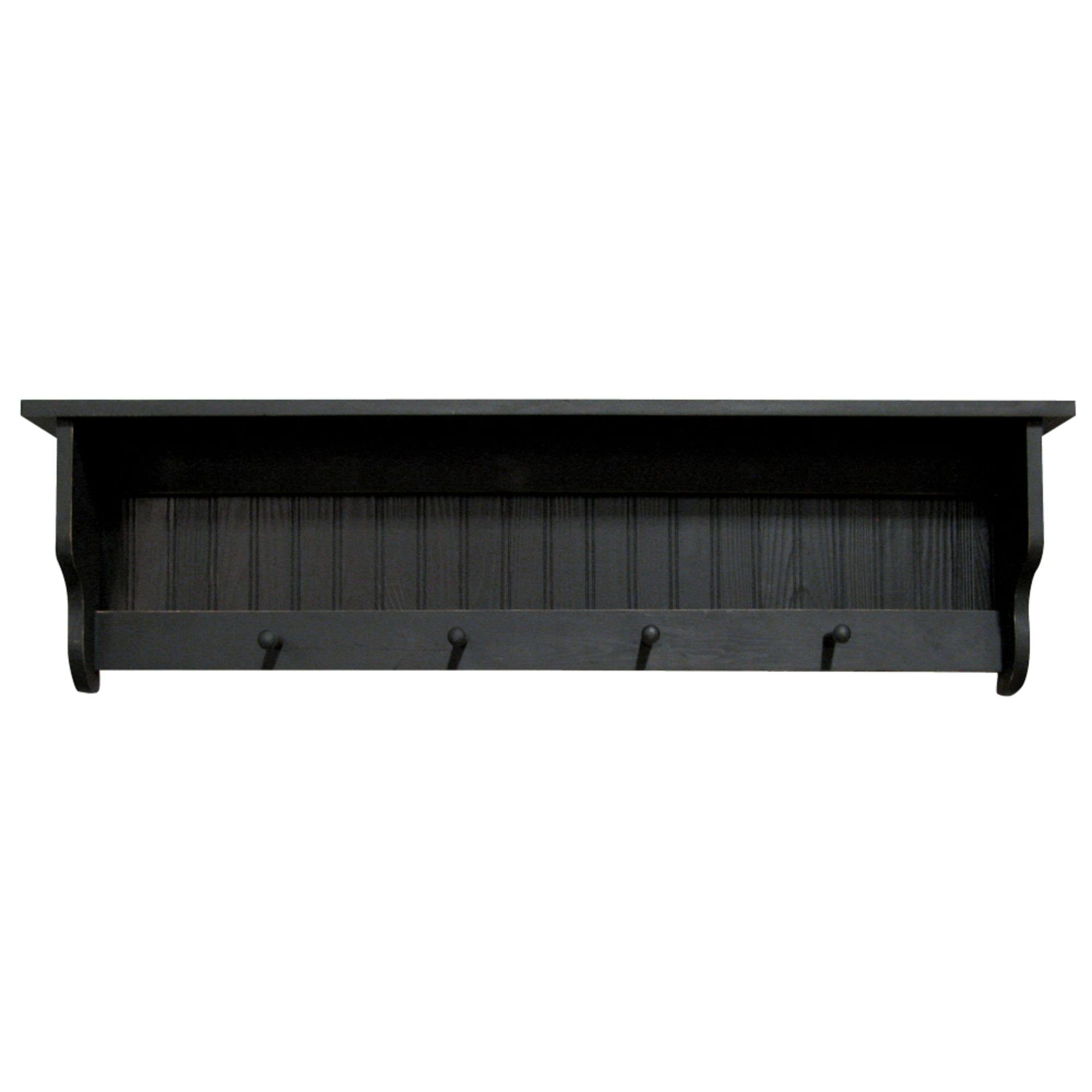 Black Rectangular Storage Shelf with Pegs C7575
