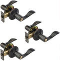 Heritage Front Door Entry Lever Lockset, Aged Oil Rubbed Bronze, 3 Pack Q78667