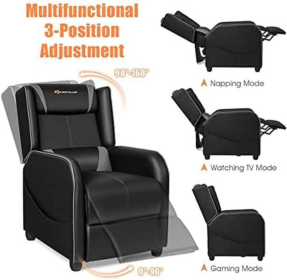 Gray Ergonomic PU Leather Massage Recliner Chair with Footrest & Headrest F14036